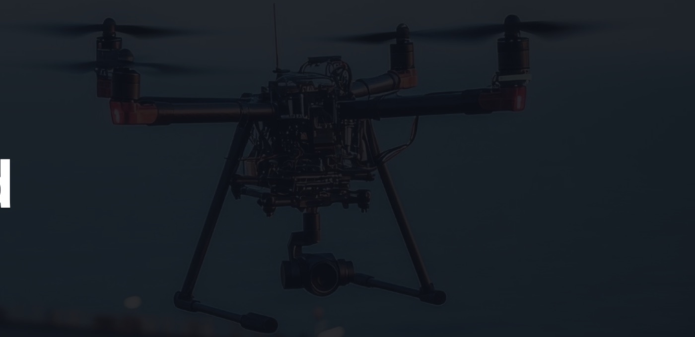 Inspection drone flying over an offshore platform